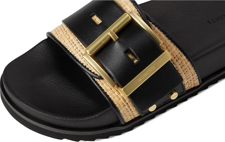 AllSaints Ellie Raffia Slider Women's Sandals Natural/Black : 10.5 M, Leather - Image 7