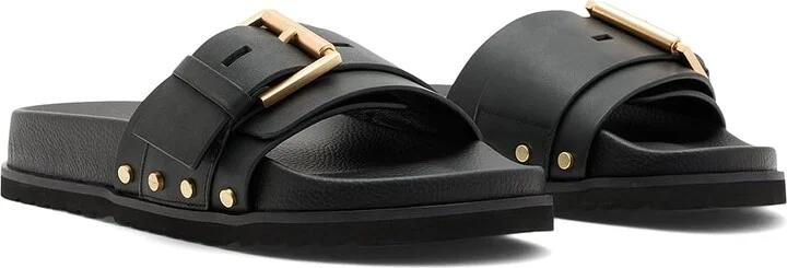 AllSaints Ellie Stud Slider Women's Sandals Black : 5 M, Leather