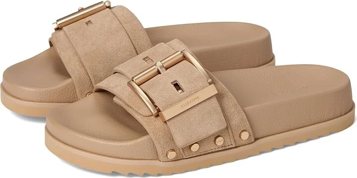 AllSaints Ellie Stud Slider Women's Sandals Sand Brown : 7 M, Leather