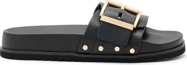 AllSaints Ellie studded leather slides in black - Image 2