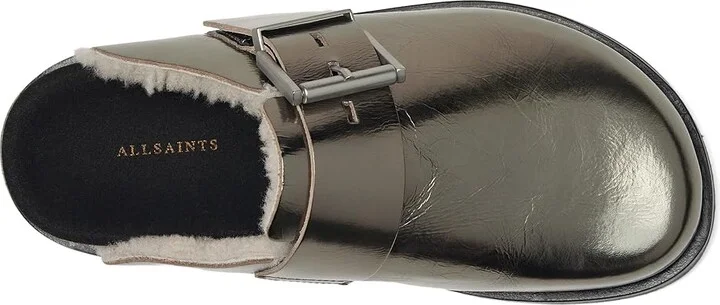 AllSaints Eris Mule Women's Flat Shoes Gunmetal Grey : 8 M, Suede - Image 2