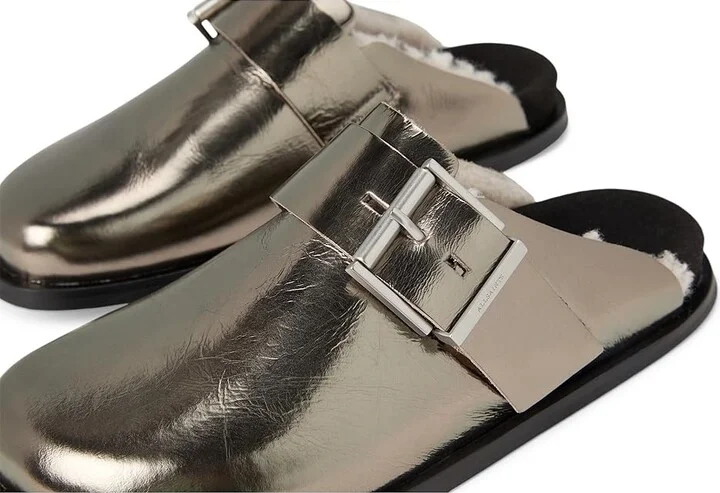 AllSaints Eris Mule Women's Flat Shoes Gunmetal Grey : 8 M, Suede - Image 7