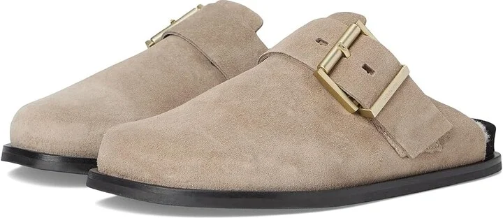 AllSaints Eris Suede Mule Women's Flat Shoes Taupe Grey : 6 M