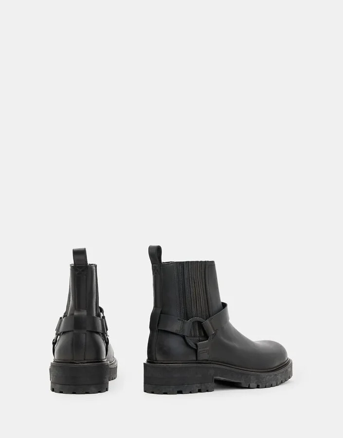 AllSaints Hank leather biker boots in black - Image 4