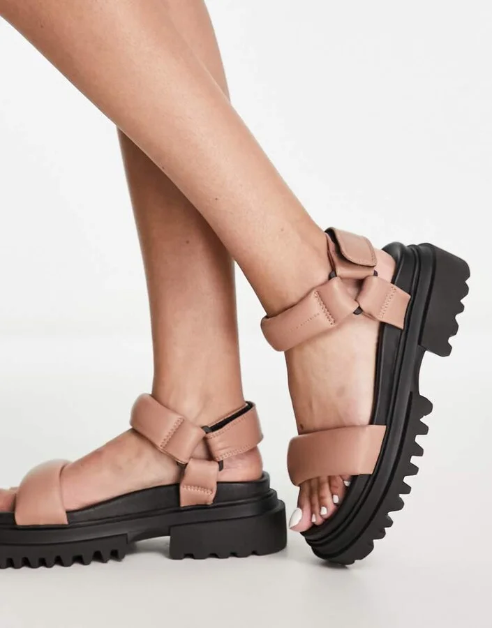 AllSaints Helium leather sandals in pink - Image 2
