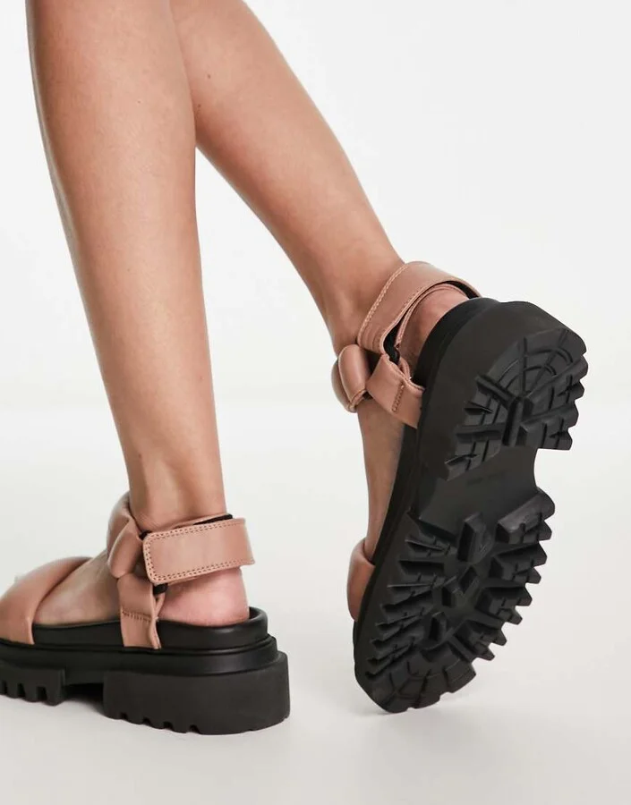 AllSaints Helium leather sandals in pink - Image 3