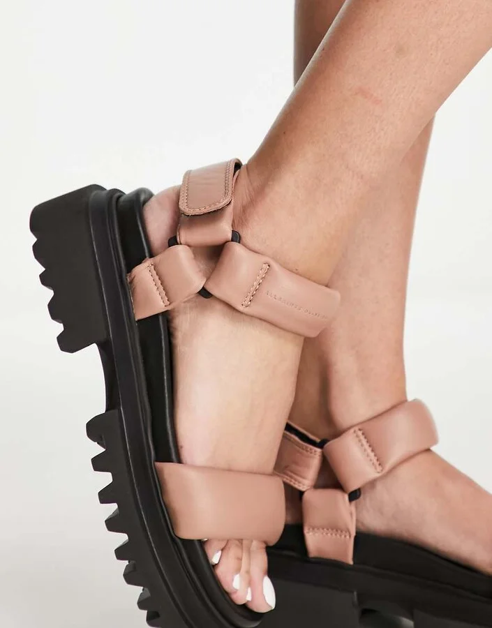 AllSaints Helium leather sandals in pink - Image 4
