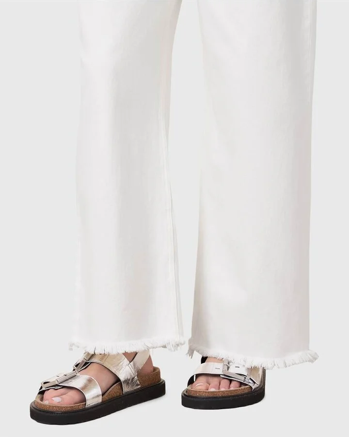 AllSaints Isla leather sandals in silver - Image 2