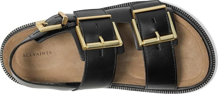 AllSaints Isla Sandal Women's Wedge Shoes Black : 9 M, Leather/Suede - Image 2