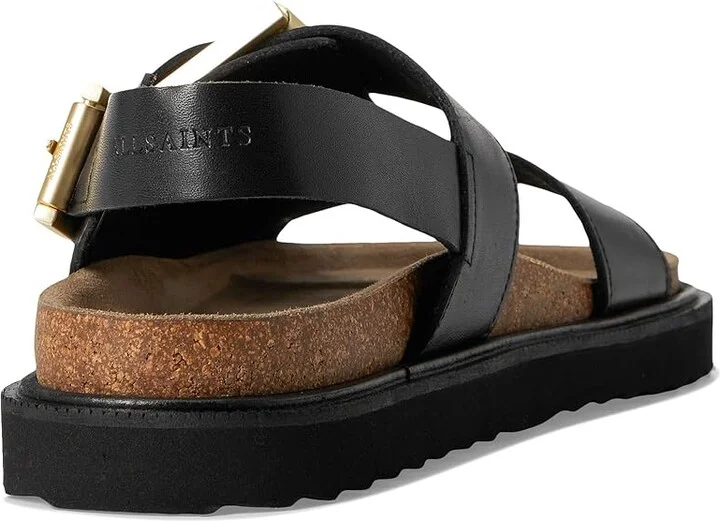 AllSaints Isla Sandal Women's Wedge Shoes Black : 9 M, Leather/Suede - Image 4