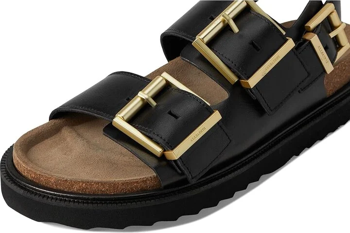 AllSaints Isla Sandal Women's Wedge Shoes Black : 9 M, Leather/Suede - Image 7