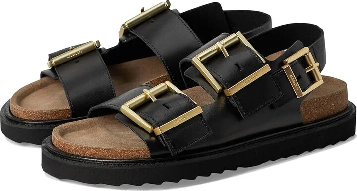 AllSaints Isla Sandal Women's Wedge Shoes Black : 9 M, Leather/Suede