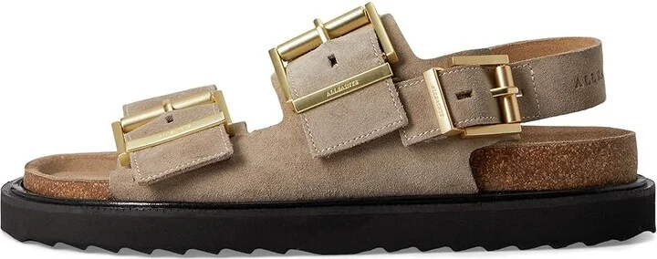 AllSaints Isla Sandal Women's Wedge Shoes Sand Brown : 6 M, Leather/Suede - Image 6