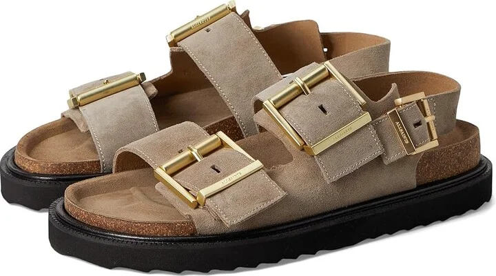 AllSaints Isla Sandal Women's Wedge Shoes Sand Brown : 6 M, Leather/Suede