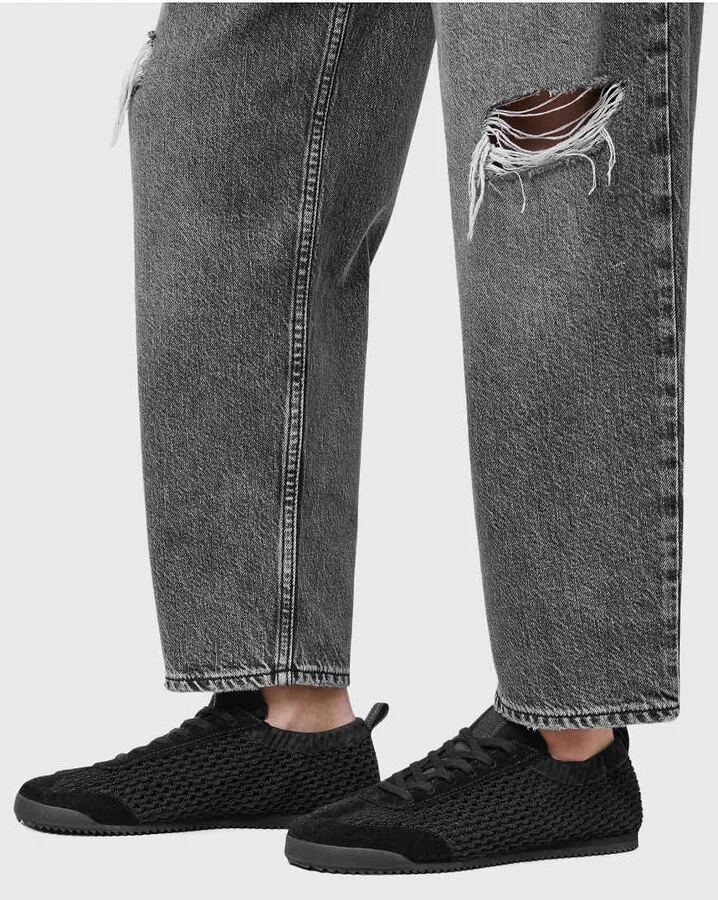 AllSaints Kenny leather woven sneakers in black - Image 2