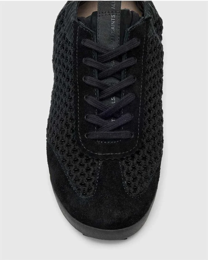 AllSaints Kenny leather woven sneakers in black - Image 3