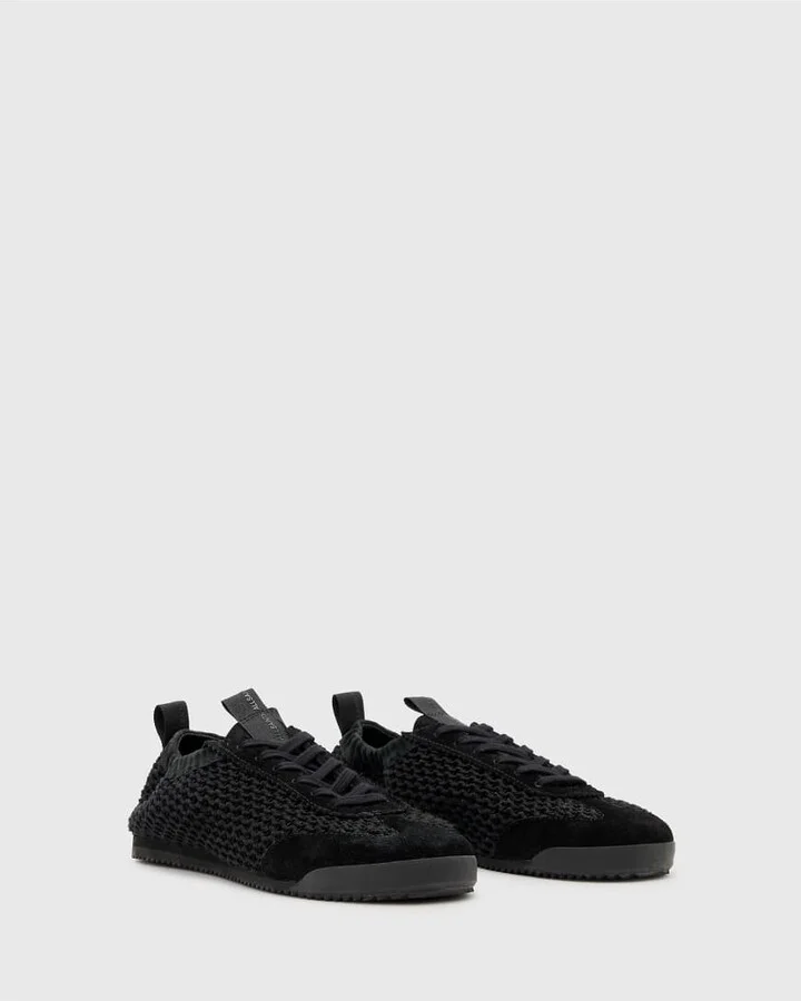 AllSaints Kenny leather woven sneakers in black - Image 4