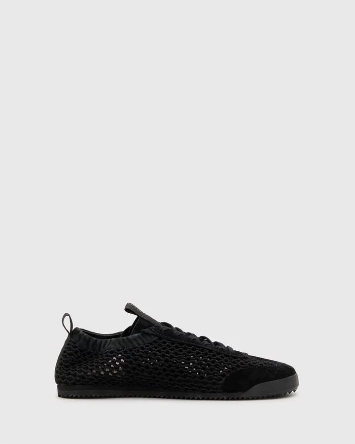 AllSaints Kenny leather woven sneakers in black