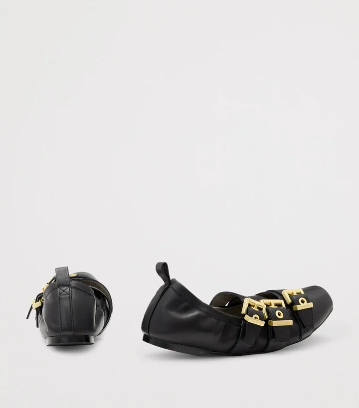 AllSaints Leather Aurora Ballet Flats - Image 3