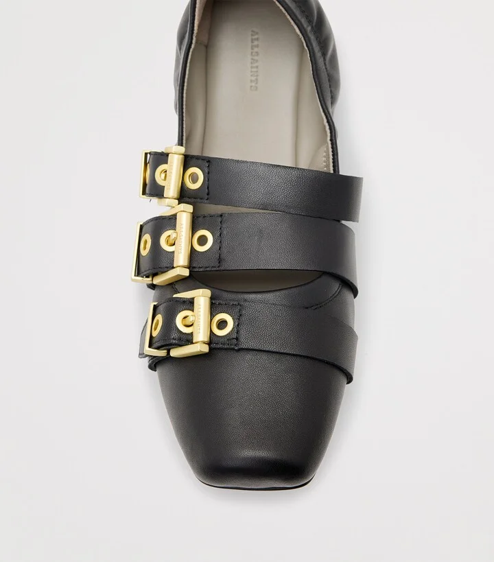 AllSaints Leather Aurora Ballet Flats - Image 4