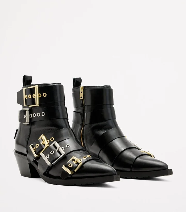 AllSaints Leather Buckle-Detail Jane Boots 43 - Image 3
