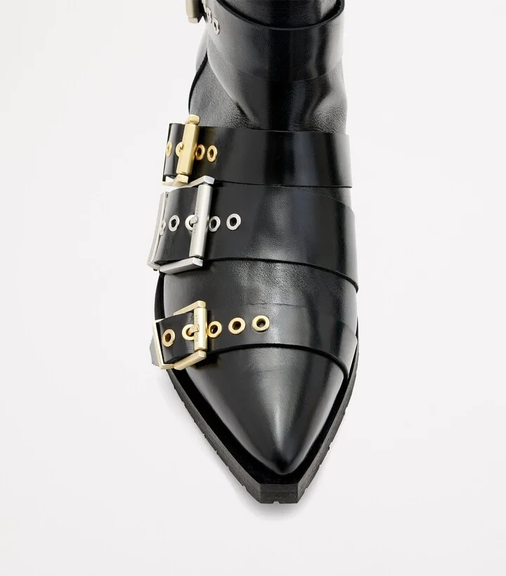 AllSaints Leather Buckle-Detail Jane Boots 43 - Image 4