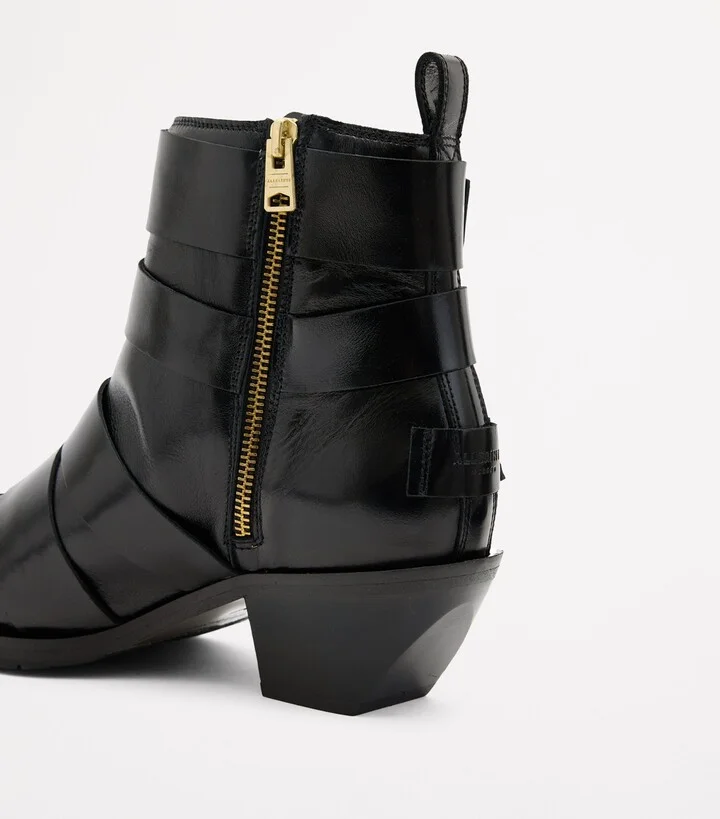 AllSaints Leather Buckle-Detail Jane Boots 43 - Image 5