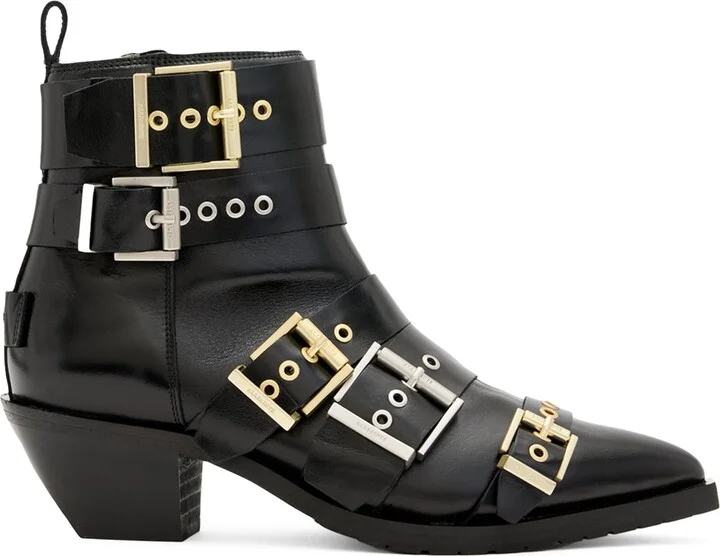 AllSaints Leather Buckle-Detail Jane Boots 43