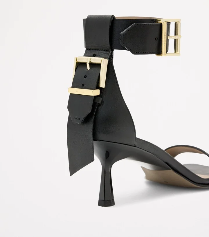 AllSaints Leather Buckled Noir Sandals - Image 5