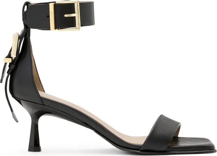 AllSaints Leather Buckled Noir Sandals
