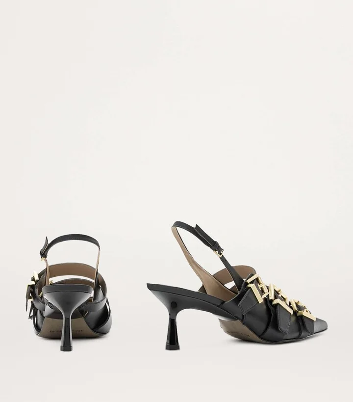 AllSaints Leather Buckled Vivian Slingback Pumps 60 - Image 3