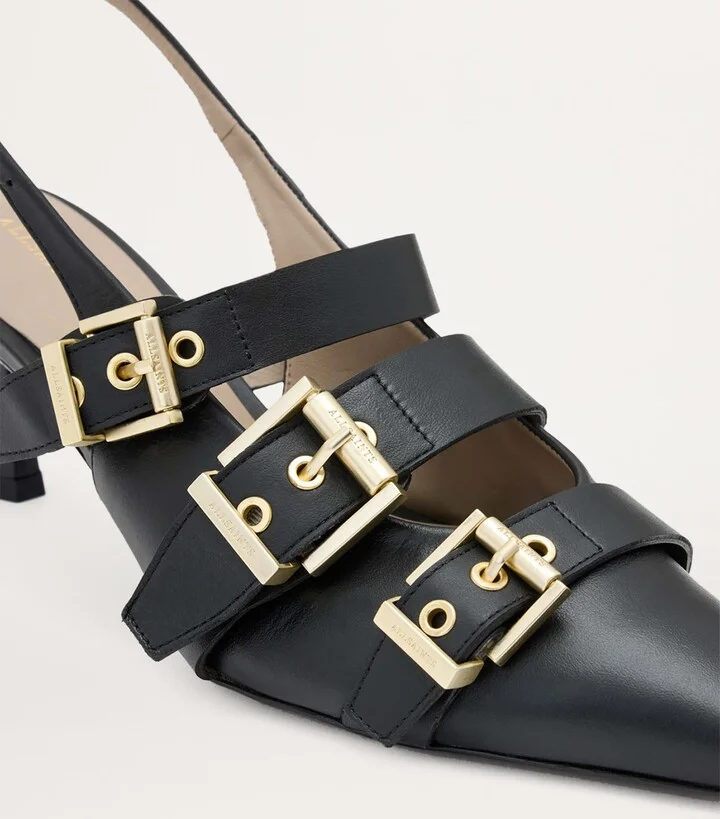 AllSaints Leather Buckled Vivian Slingback Pumps 60 - Image 4