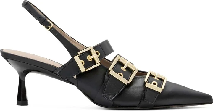 AllSaints Leather Buckled Vivian Slingback Pumps 60