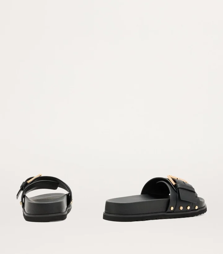 AllSaints Leather Ellie Stud Slides - Image 3