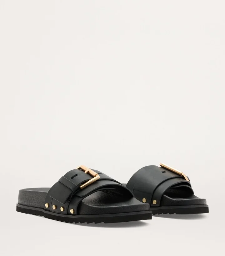 AllSaints Leather Ellie Stud Slides - Image 4