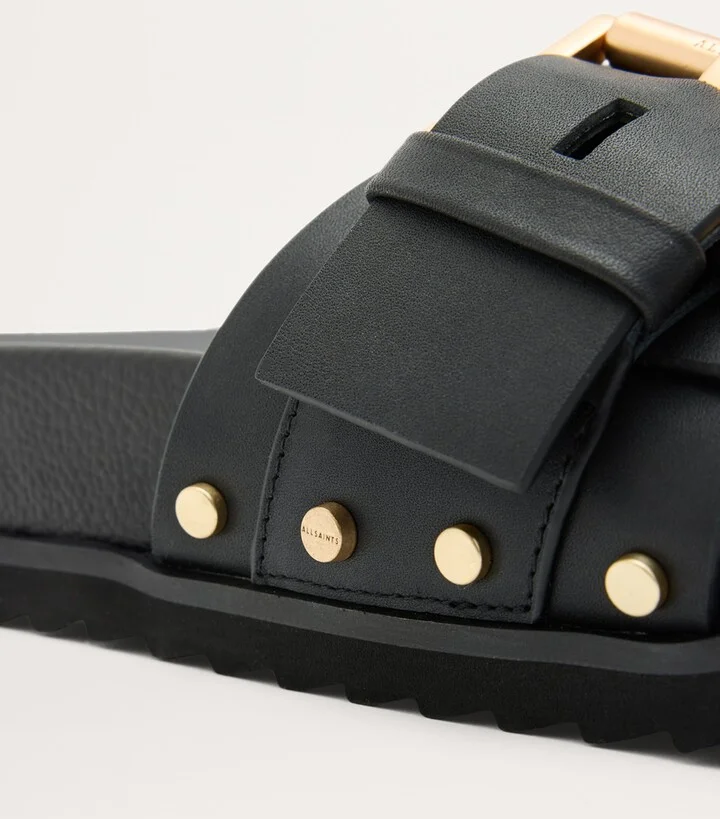 AllSaints Leather Ellie Stud Slides - Image 5