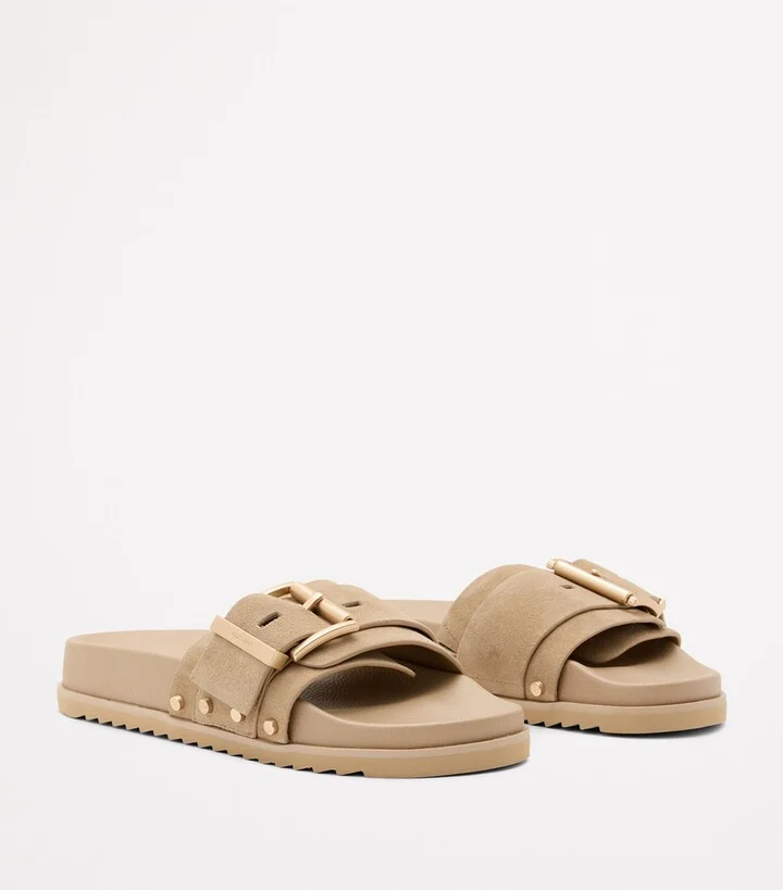 AllSaints Leather Ellie Stud Slides - Image 3