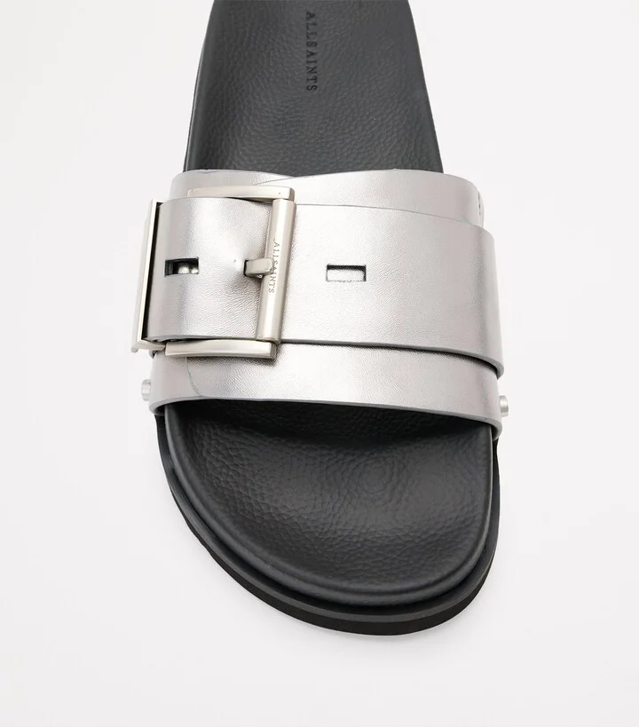 AllSaints Leather Ellie Stud Slides - Image 4