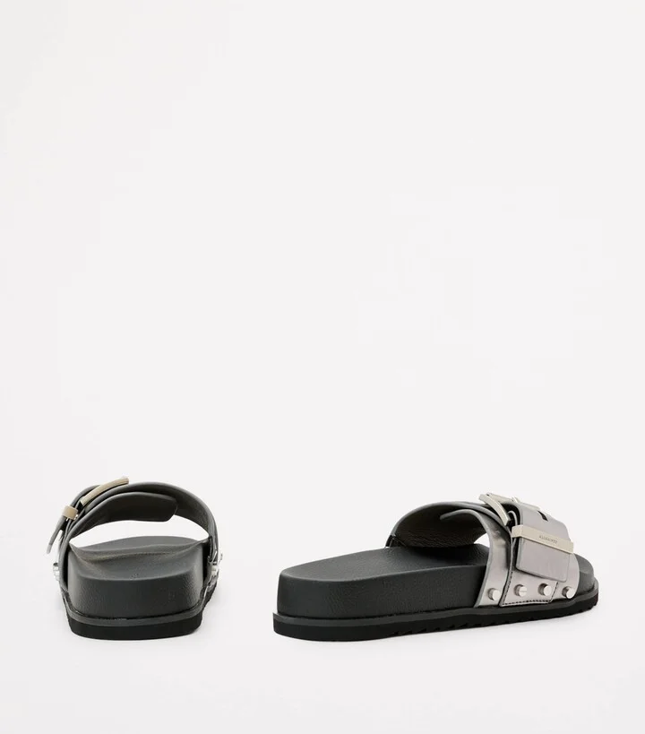 AllSaints Leather Ellie Stud Slides - Image 6