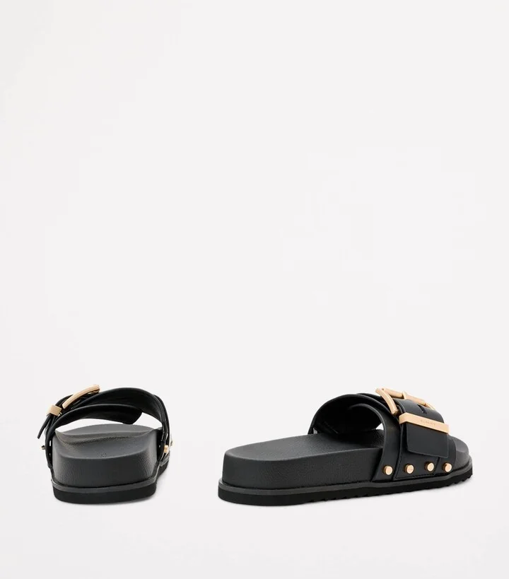 AllSaints Leather Ellie Stud Slides - Image 4