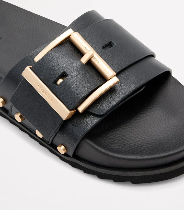 AllSaints Leather Ellie Stud Slides - Image 6