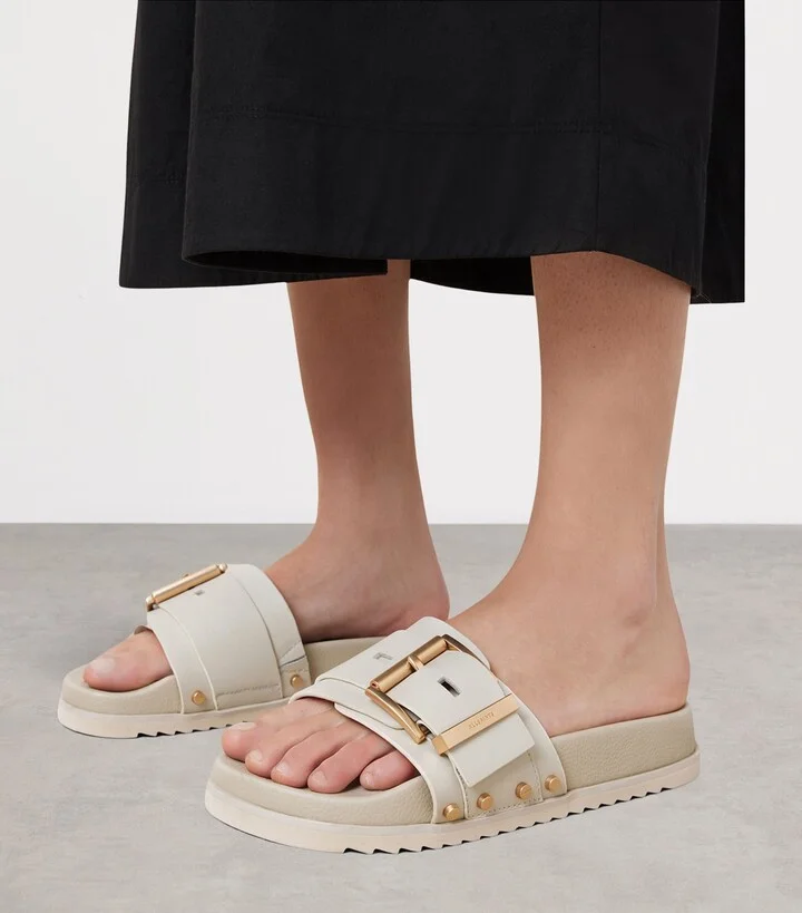 AllSaints Leather Ellie Stud Slides - Image 2