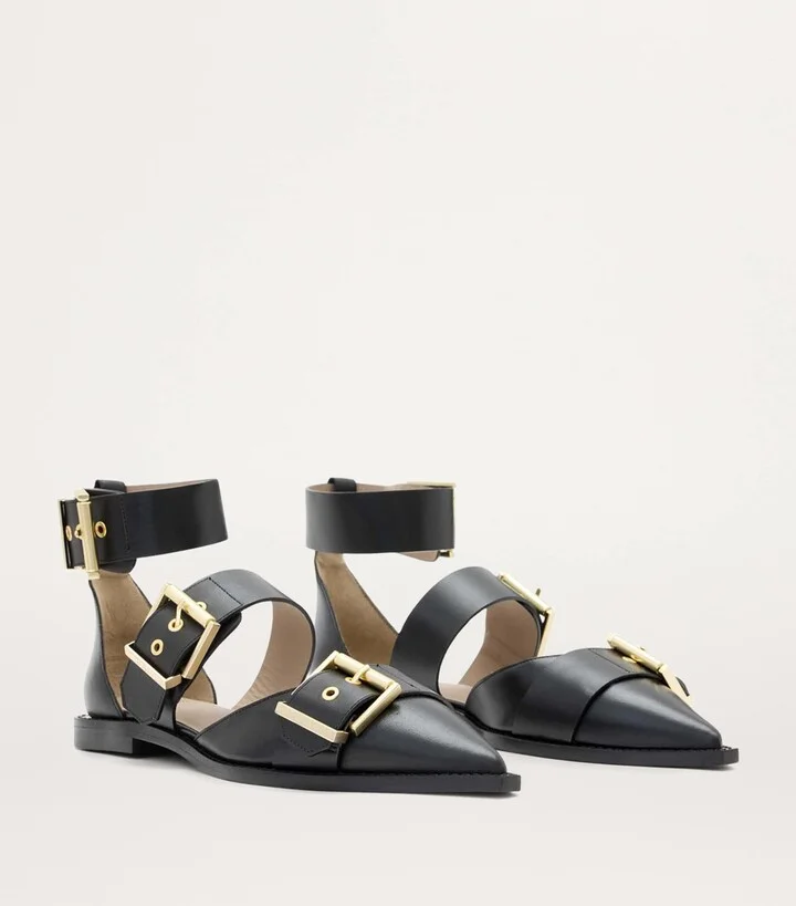 AllSaints Leather Sutton Buckle Flats - Image 2