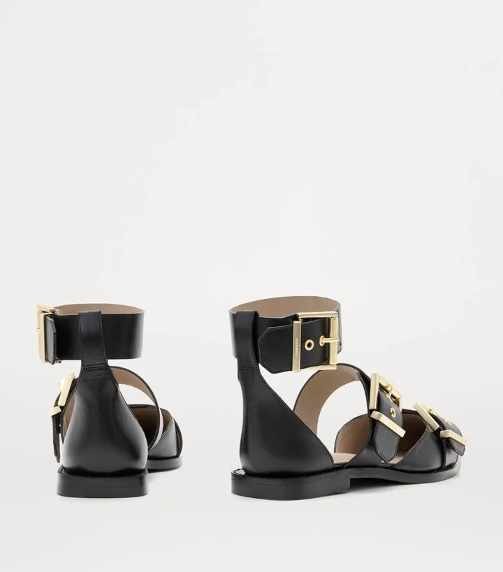 AllSaints Leather Sutton Buckle Flats - Image 3