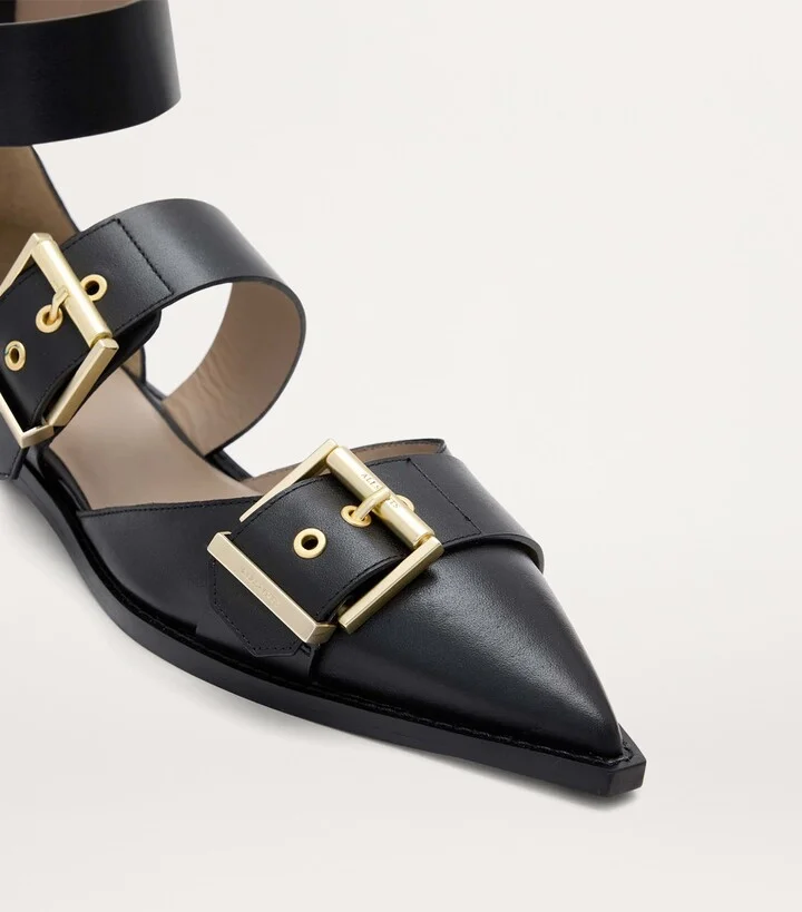 AllSaints Leather Sutton Buckle Flats - Image 4