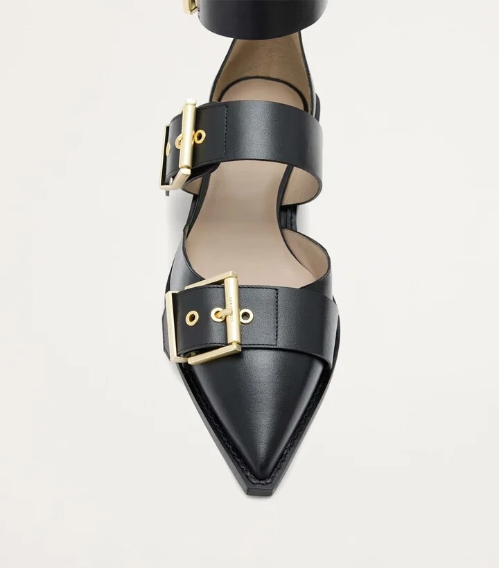 AllSaints Leather Sutton Buckle Flats - Image 5
