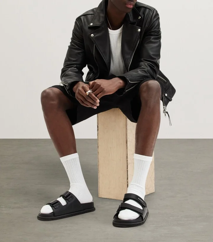 AllSaints Leather Vex Sandals - Image 6