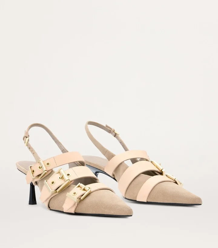 AllSaints Leather Vivian Slingback Pumps 60 - Image 2