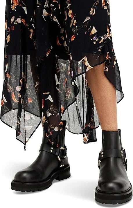 AllSaints Maddie Biker Boots Women's Boots Black/Warm Brass : 7 M, Leather/Rubber - Image 4