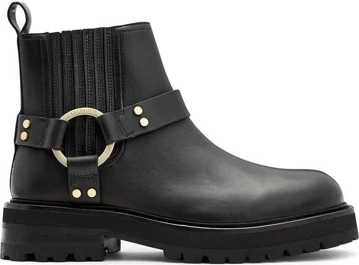 AllSaints Maddie Biker Boots Women's Boots Black/Warm Brass : 7 M, Leather/Rubber - Image 5